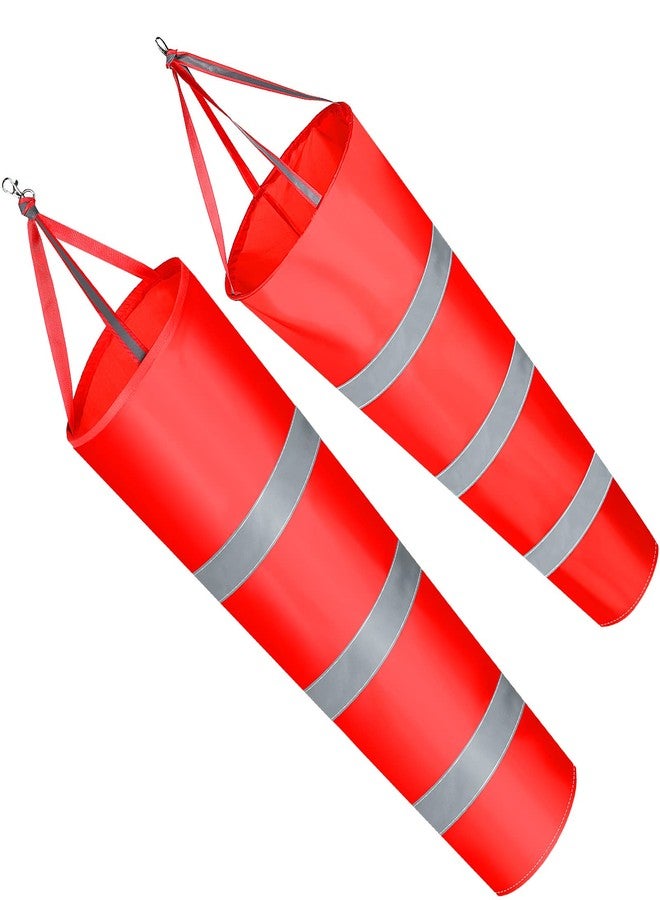 كونوهان قطعتان من أكياس قياس اتجاه الرياح للمطارات، مقاس 31.5 بوصة و39 بوصة، مع حزام عاكس، مصنوعة من قماش أكسفورد المقاوم للتمزق، مؤشر اتجاه الرياح، أكياس رياح، علم طيران خارجي للمطارات والمزارع (أحمر). - Image 1